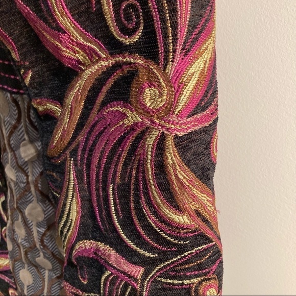 PINK MARTINI Sz L Arabesque Style Colour Block Quilted Lining Pockets Coat - Picture 5 of 11